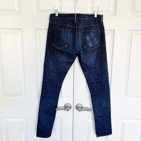 John Elliott Dark Wash Button Fly Straight Leg Selvedge Jeans - Picture 8 of 11